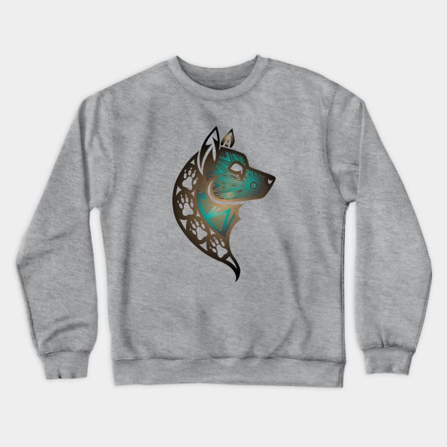 The Wolf (Aqua) Crewneck Sweatshirt by melvinwareagle